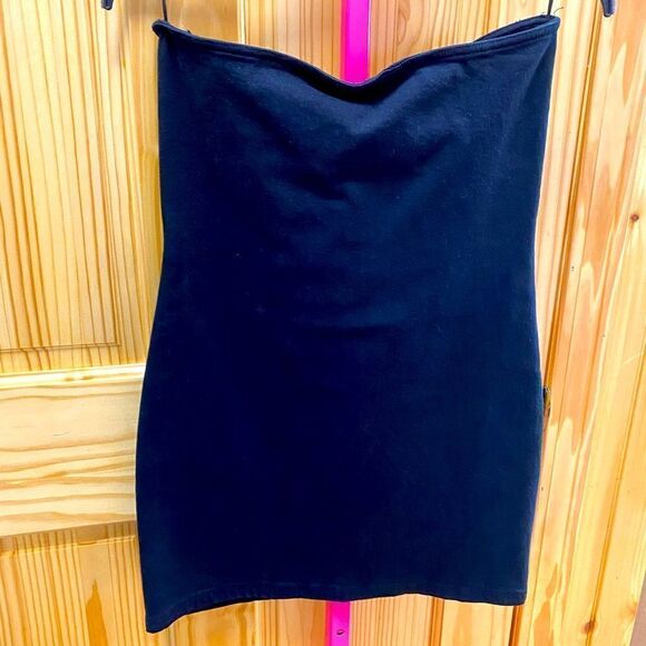 NWT ZARA DENIM BANDEAU DRESS BLACK Sz S, M - Picture 2 of 7